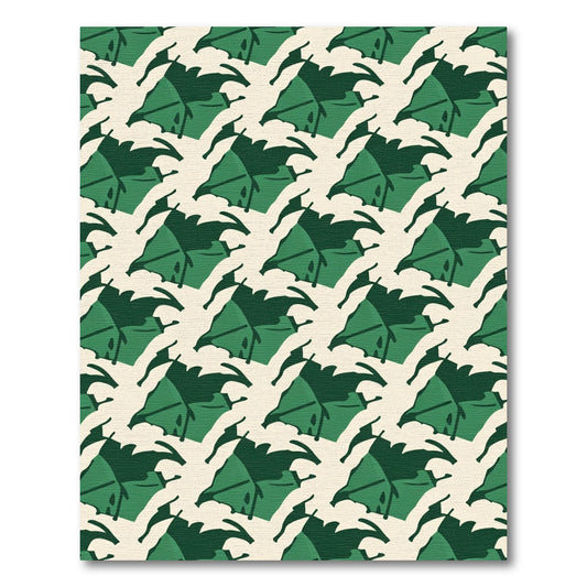 Deep Green Leafy Tropical Arrangement Rug