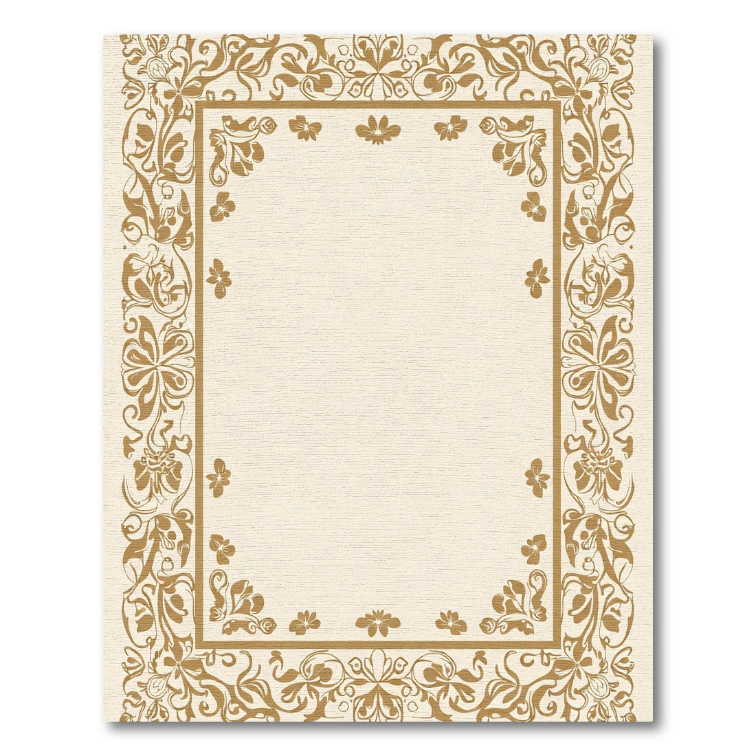 Golden Floral Scroll Border Rug