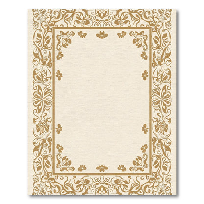 Golden Floral Scroll Border Rug