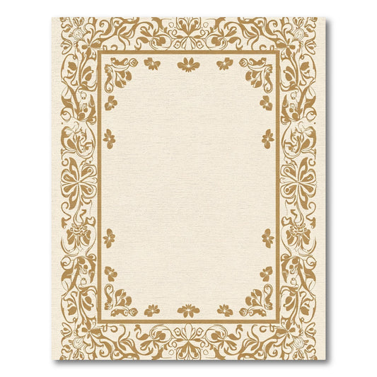 Golden Floral Scroll Border Rug