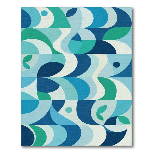 Blue and Teal Wavy Blue Teal Wavy Abstract Area Rug