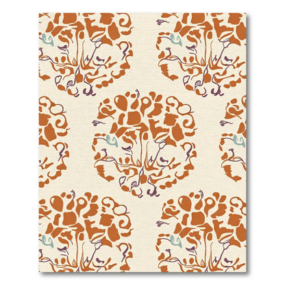Terra Cotta Abstract Organic Medallions Rug