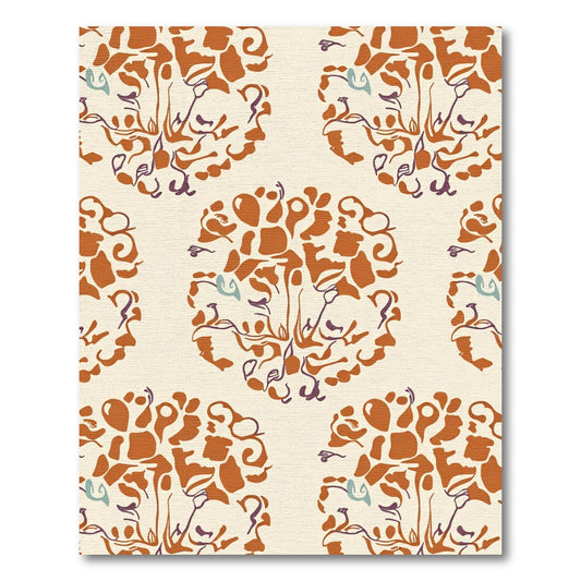 Terra Cotta Abstract Organic Medallions Rug