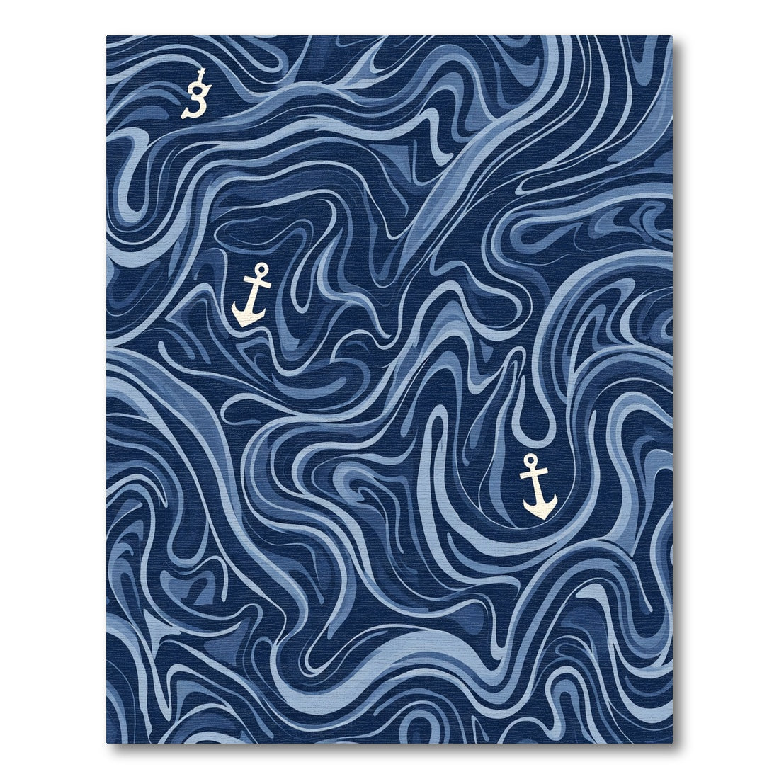 Navy Blue Marble Wave Anchor Rug