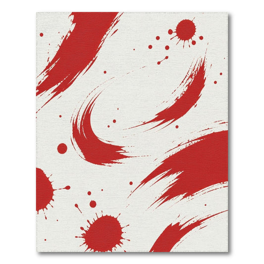 Red Abstract Brushstroke Area Rug