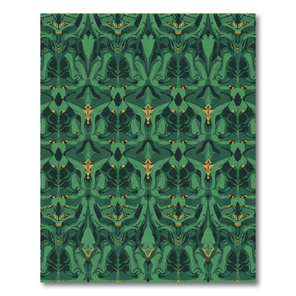 Art Nouveau Green Golden Floral Rug