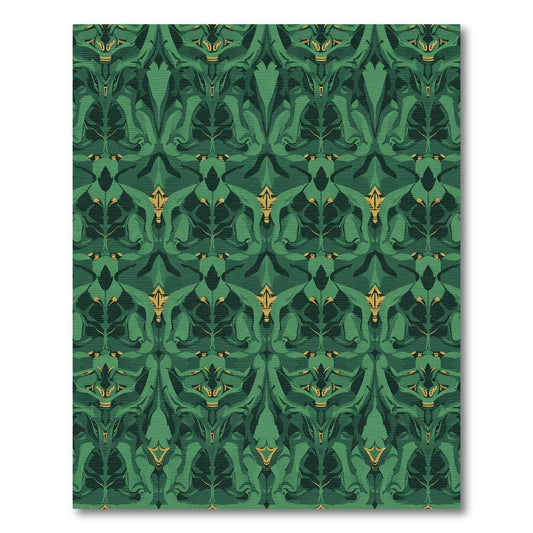 Art Nouveau Green Golden Floral Rug