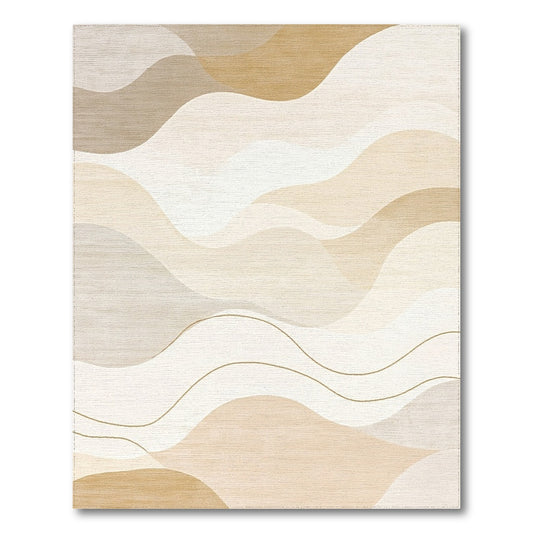 Beige Cream Wavy Abstract Rug