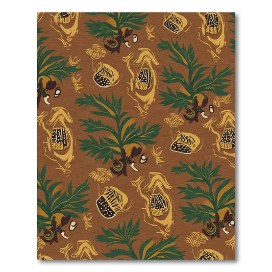 Earthy Tropical Leaf and Pod Rug