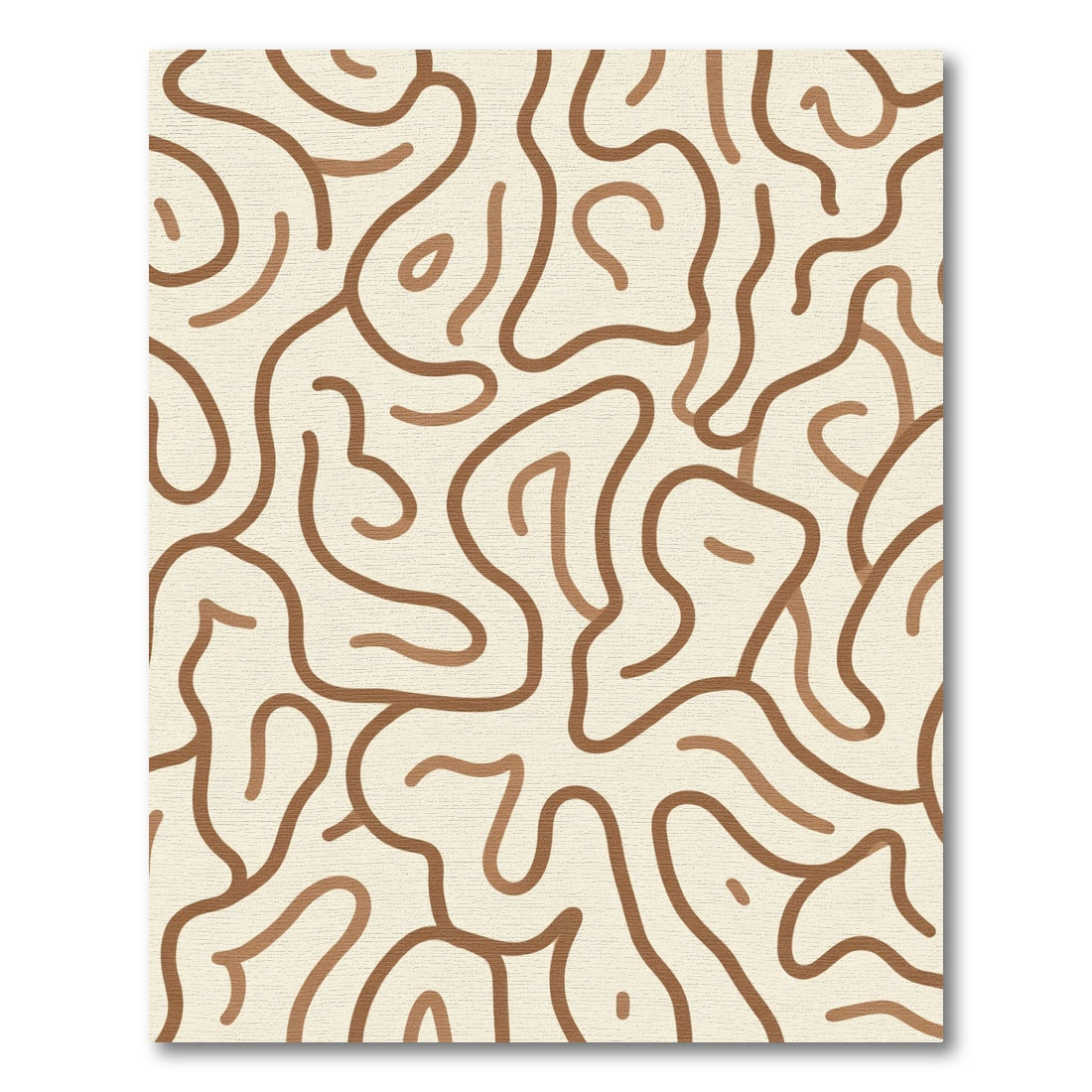 Cream Brown Abstract Organic Swirl Rug