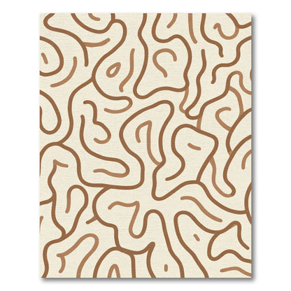 Cream Brown Abstract Organic Swirl Rug