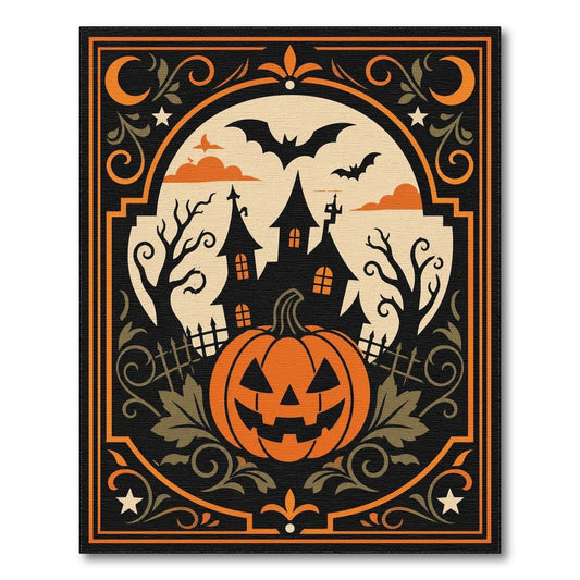 Halloween Pumpkin Haunted House Washable Area Rug