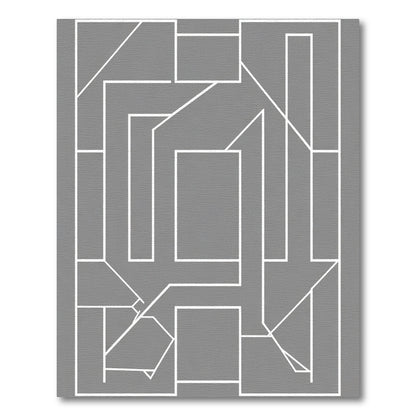 Modern Abstract White Geometric Line Art Rug