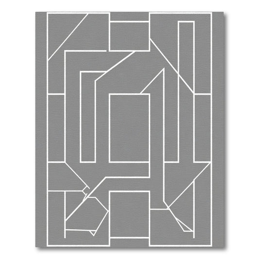 Modern Abstract White Geometric Line Art Rug