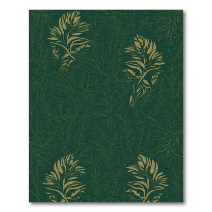 Emerald Green Golden Feather Arrangement Rug