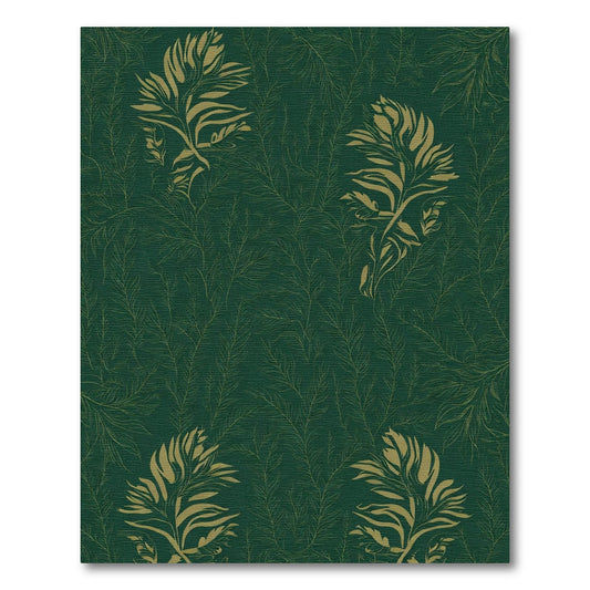 Emerald Green Golden Feather Arrangement Rug