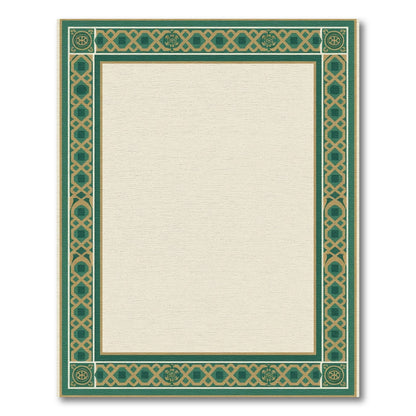Emerald Gold Geometric Border Rug