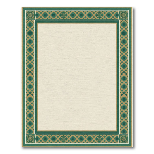 Emerald Gold Geometric Border Rug