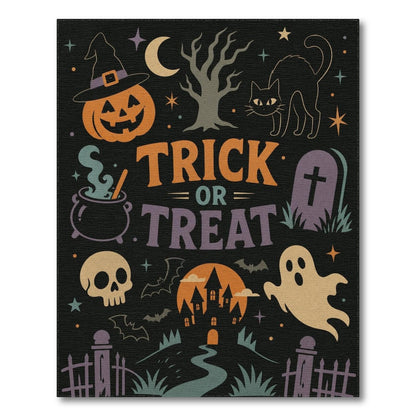Multi-color and Patterns Trick or Treat Halloween Area Rug