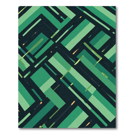 Modern Emerald Geometric Blocks Rug