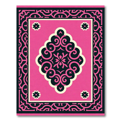 Radiant Pink Scrollwork Bloom Rug