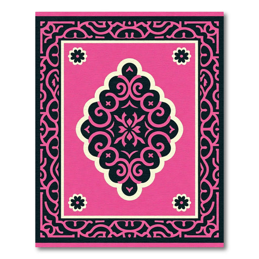 Radiant Pink Scrollwork Bloom Rug
