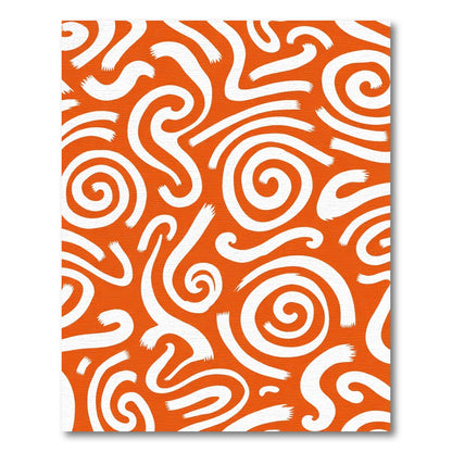 Orange and White Swirl Brushstroke Rug