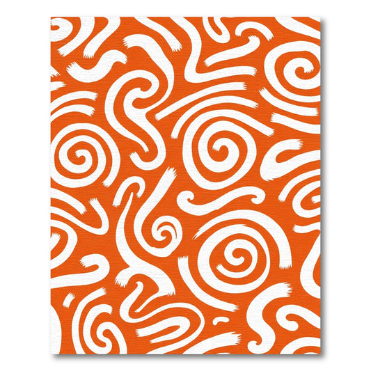 Orange and White Swirl Brushstroke Rug