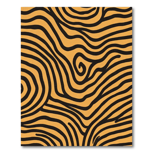 Orange Black Swirling Stripe Rug