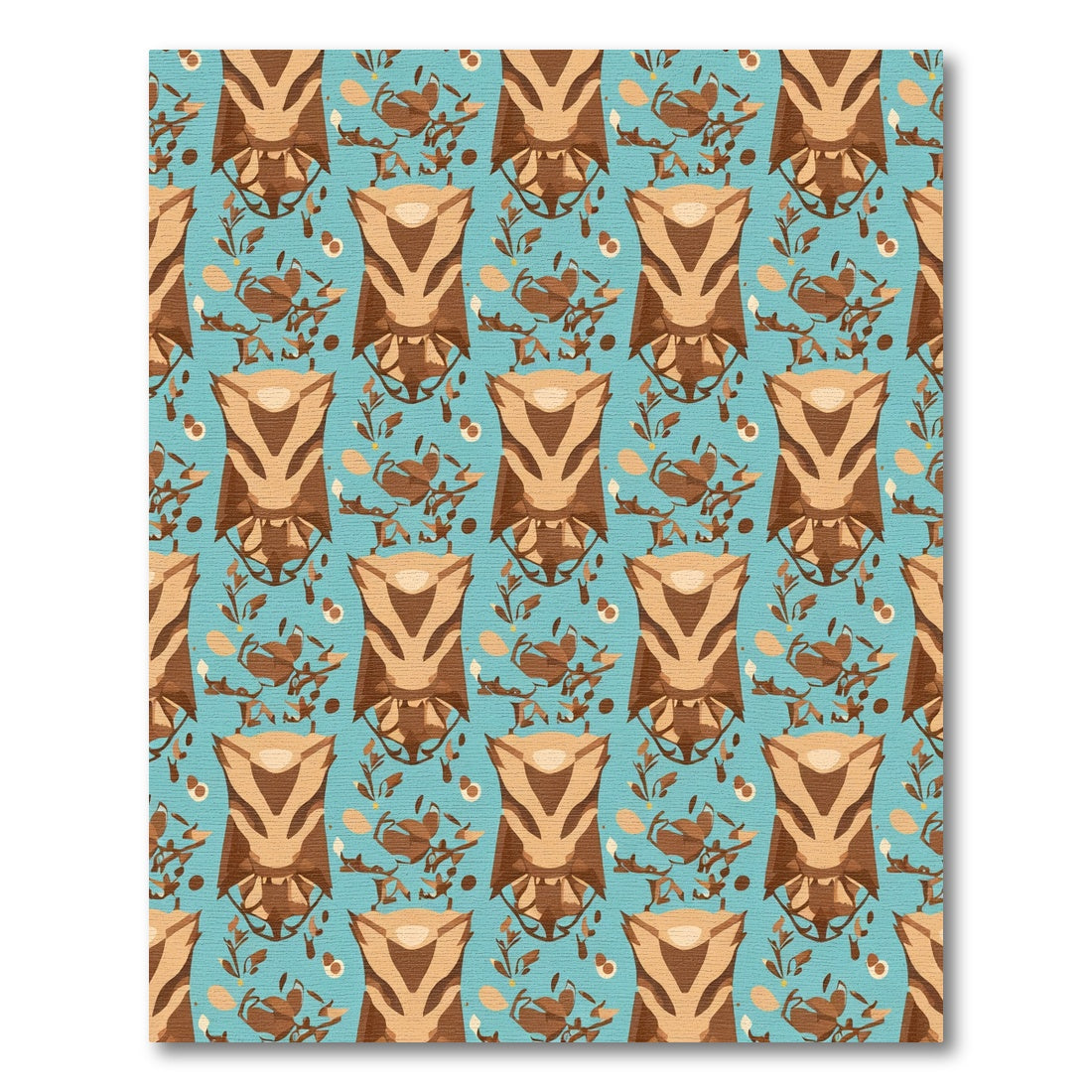 Brown Tawny Owl Blue Abstract Meadow Rug