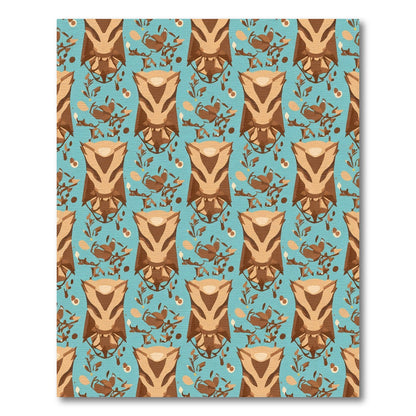Brown Tawny Owl Blue Abstract Meadow Rug
