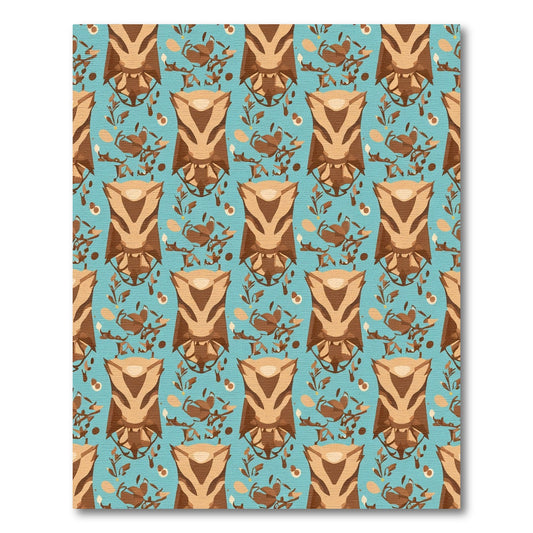 Brown Tawny Owl Blue Abstract Meadow Rug