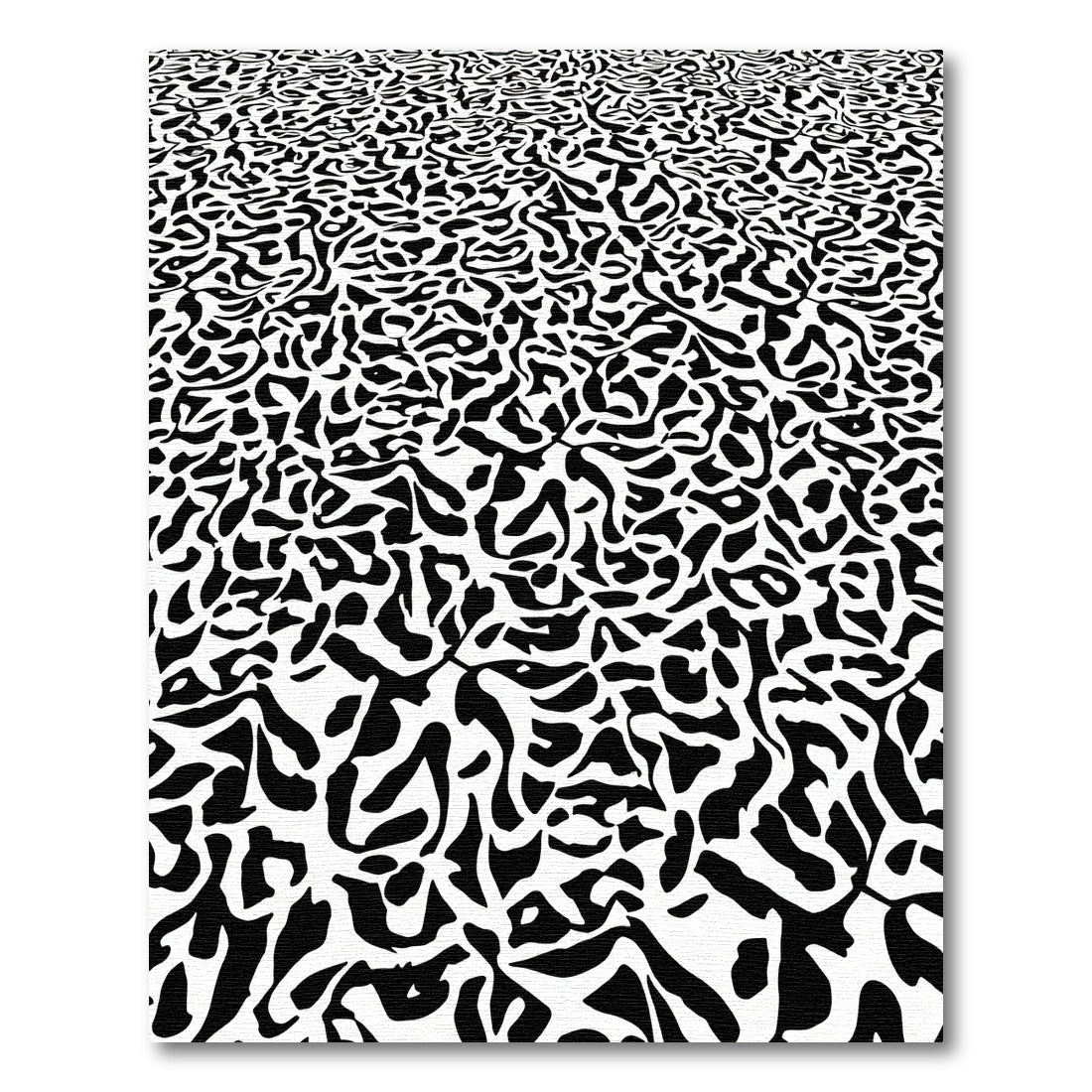 Asymmetrical Black White Organic Flow Rug