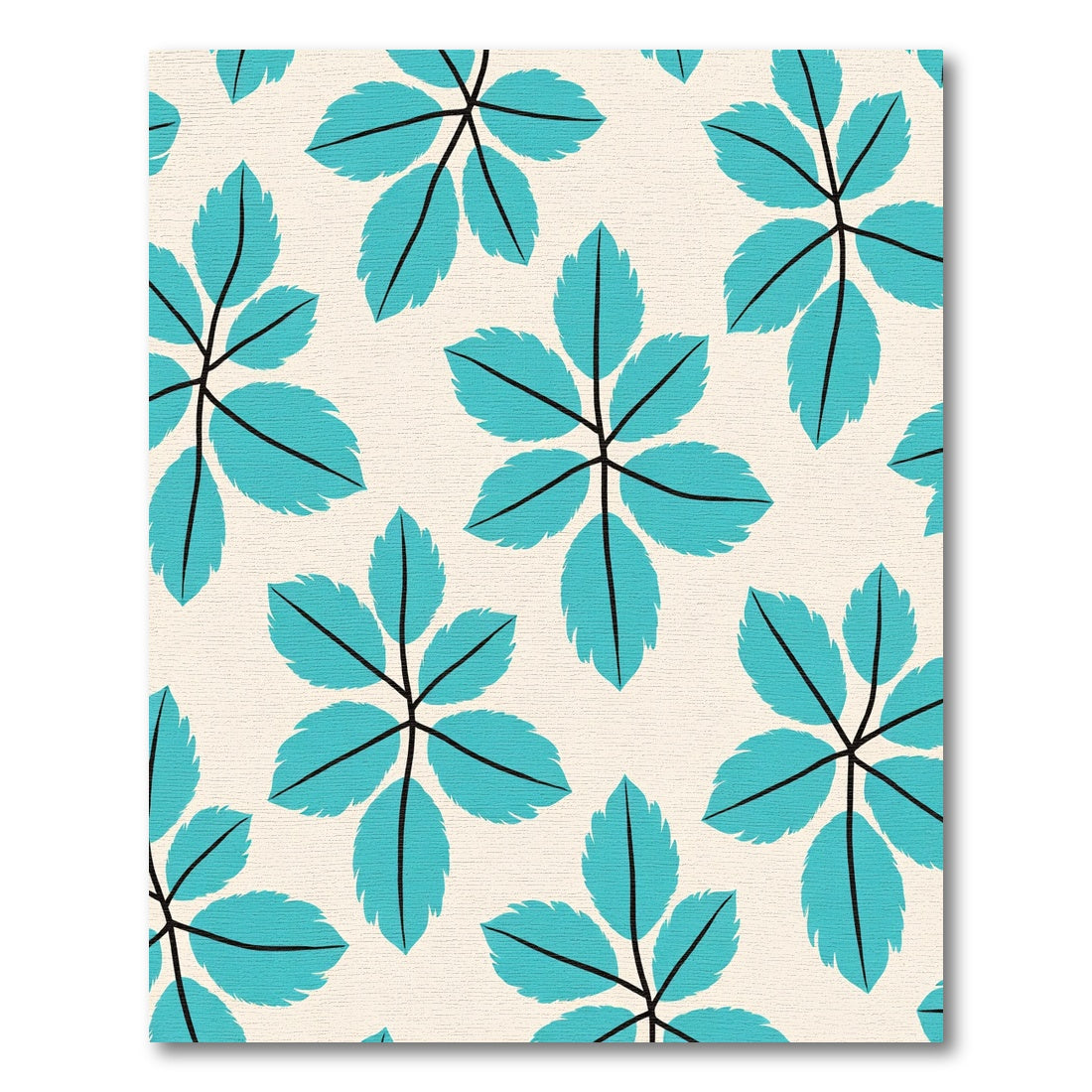 Turquoise Leaf Starburst on Cream Rug
