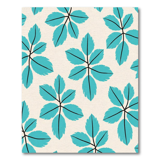Turquoise Leaf Starburst on Cream Rug