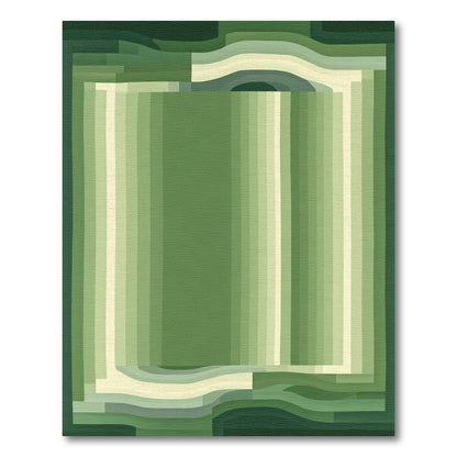 Serene Green Striped Layered Rug