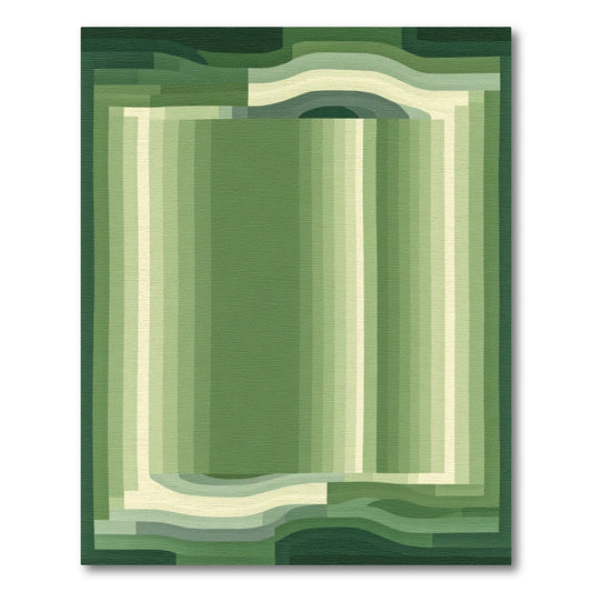 Serene Green Striped Layered Rug