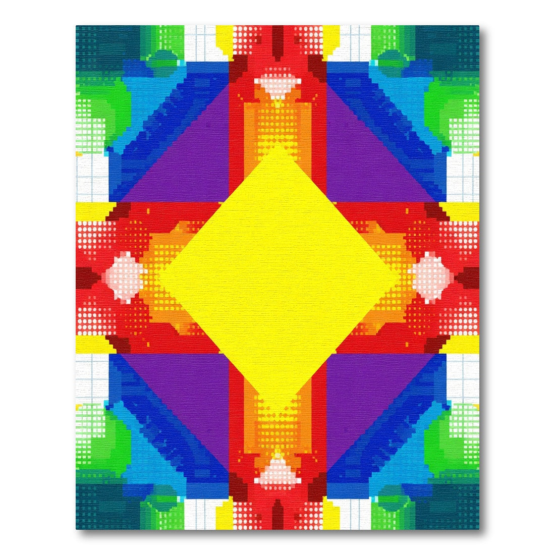 Vibrant Geometric Layered Diamond Rug