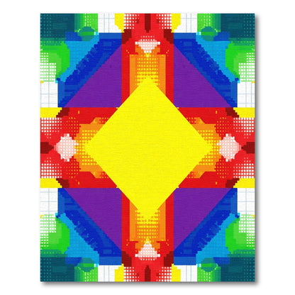 Vibrant Geometric Layered Diamond Rug