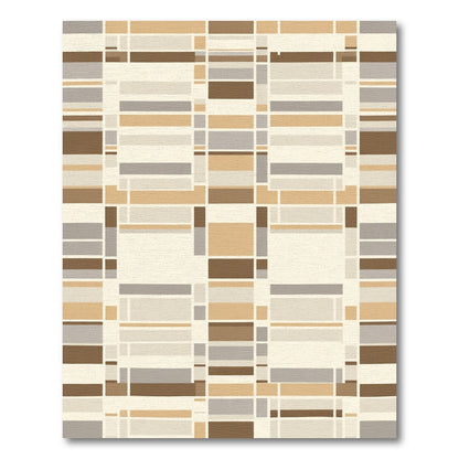 Geometric Warm Tone Rectangular Grid Rug