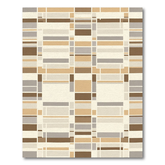 Geometric Warm Tone Rectangular Grid Rug