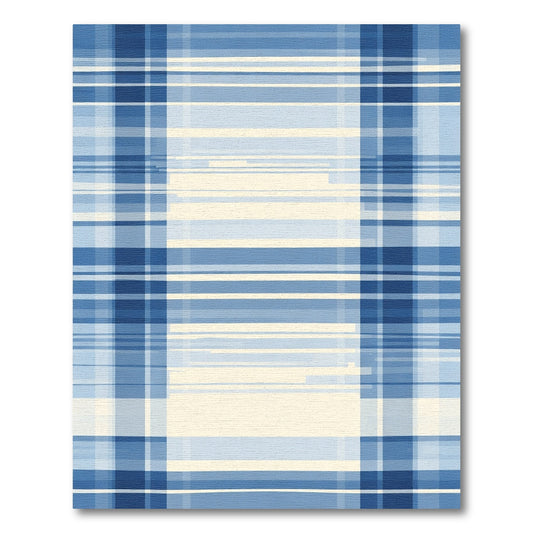 Classic Blue Plaid Geometric Rug
