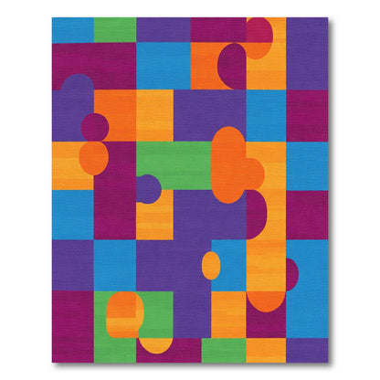 Modern Geometric Abstract Colorful Blocks Rug