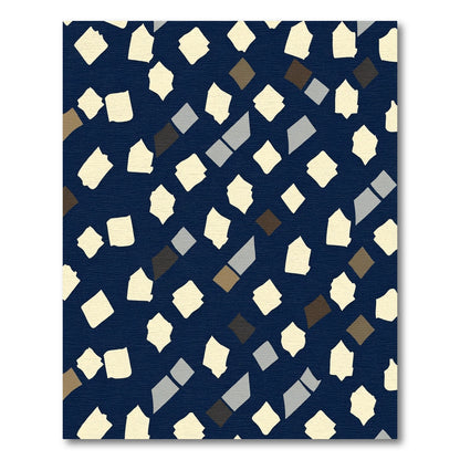 Navy Cream Abstract Scattered Shapes Rug