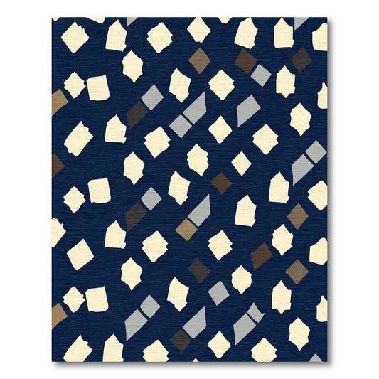 Navy Cream Abstract Scattered Shapes Rug