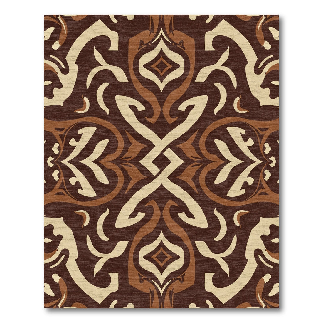 Rich Brown Symmetrical Swirls Rug