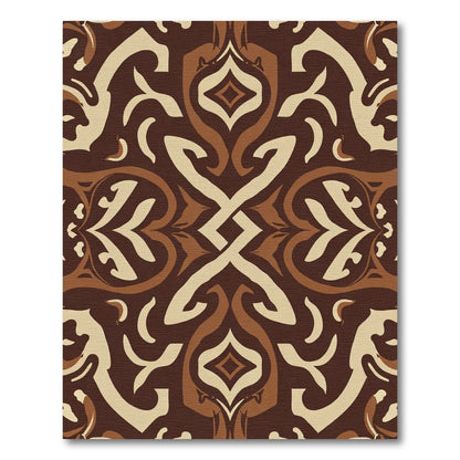 Rich Brown Symmetrical Swirls Rug