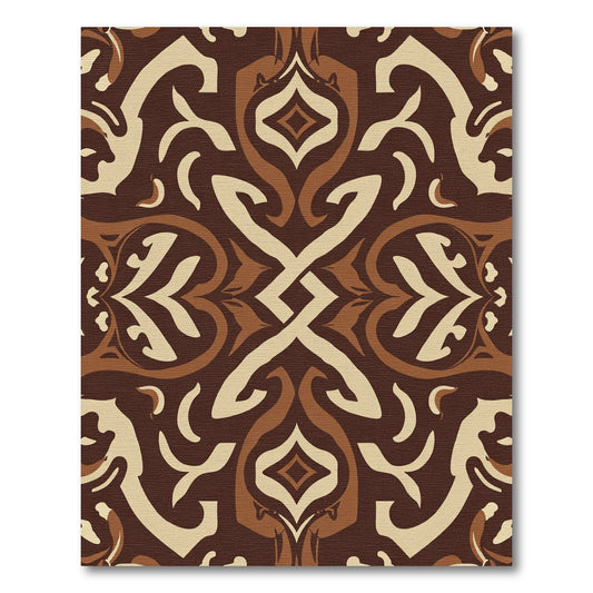 Rich Brown Symmetrical Swirls Rug