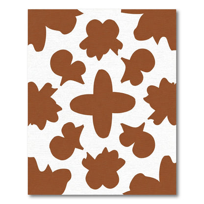 Brown Abstract Floral Cluster Rug
