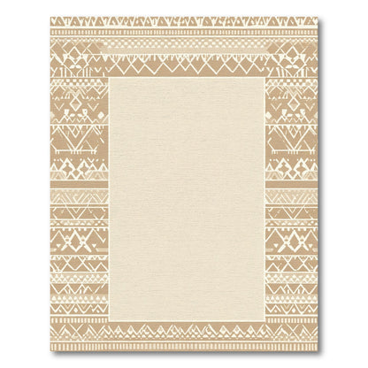 Neutral Earthy Tone Tribal Border Rug